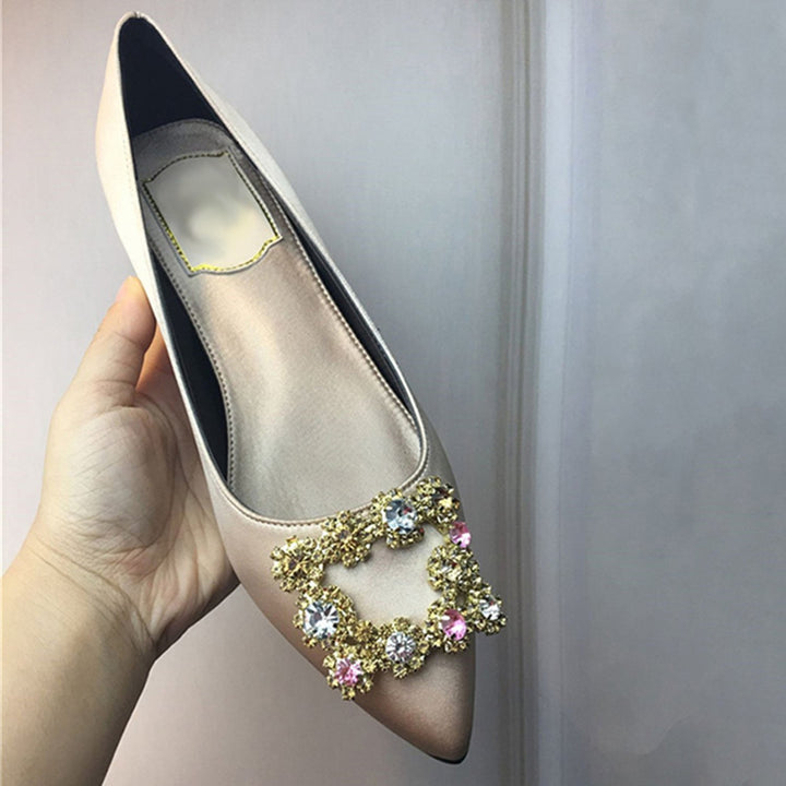 Silk Rhinestone Wedding Shoes for Bride Pumps