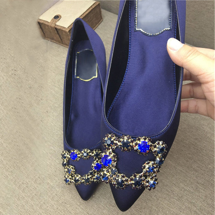 Silk Rhinestone Wedding Shoes for Bride Pumps