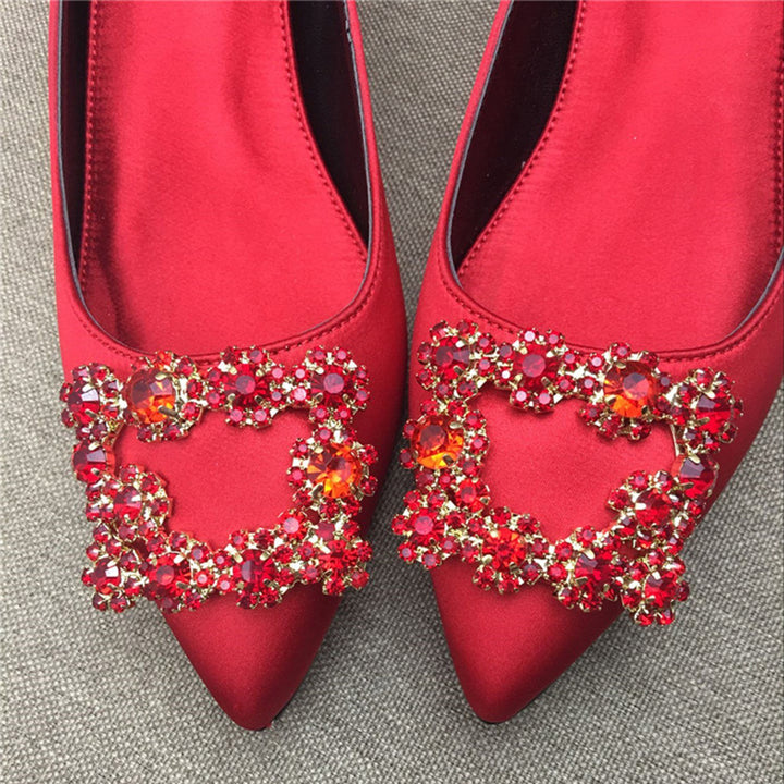 Silk Rhinestone Wedding Shoes for Bride Pumps