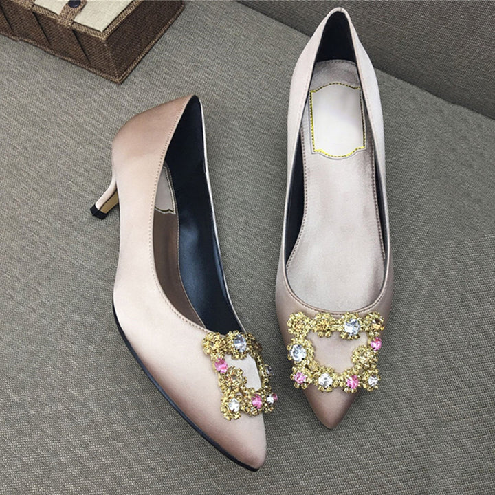Silk Rhinestone Wedding Shoes for Bride