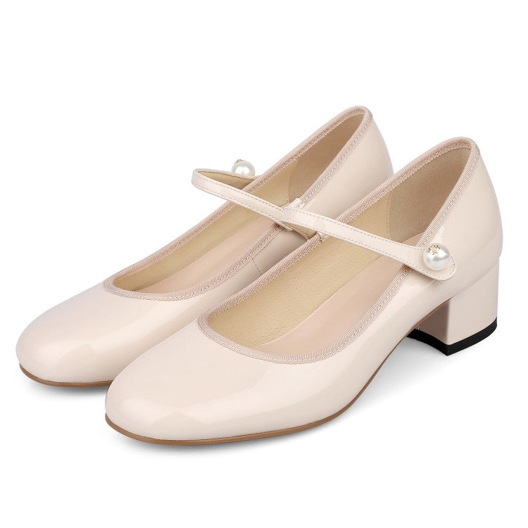 Classic Pearls Mary Jane Pumps Plus Size
