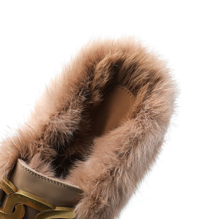 Furry Fur Slip on Mules Shoes