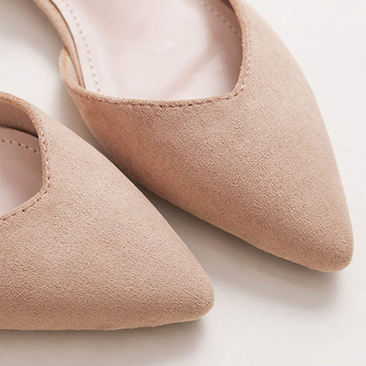 Womens Pearl Buckle Pointed Toe Flat Shoes