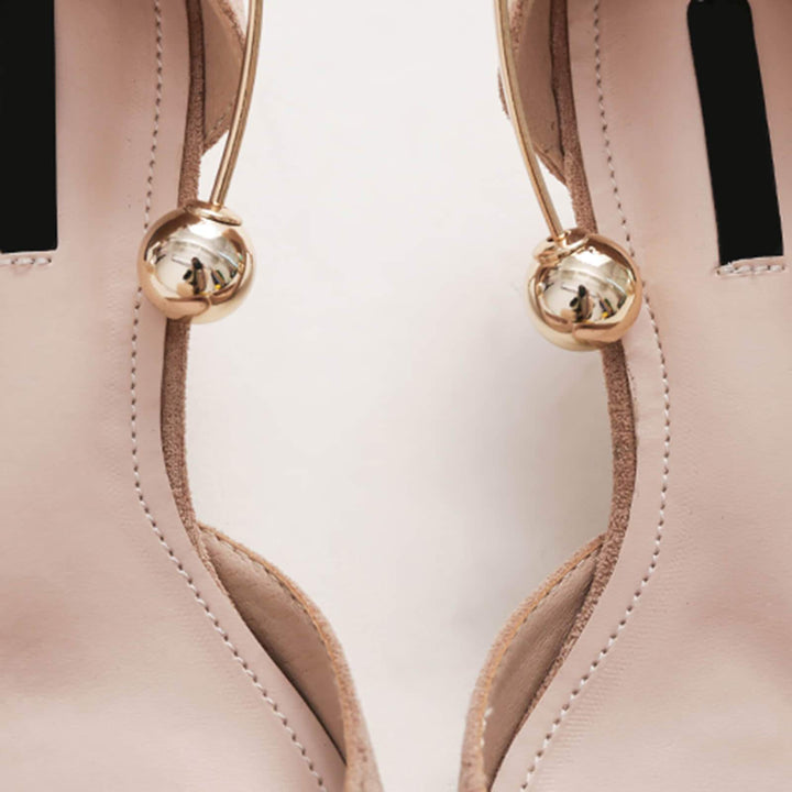Womens Pearl Buckle Pointed Toe Flat Shoes