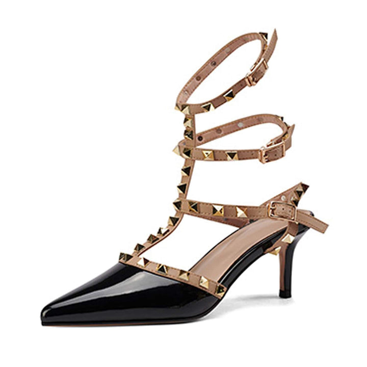 Womens High Heel Pointed Rivet Sandals