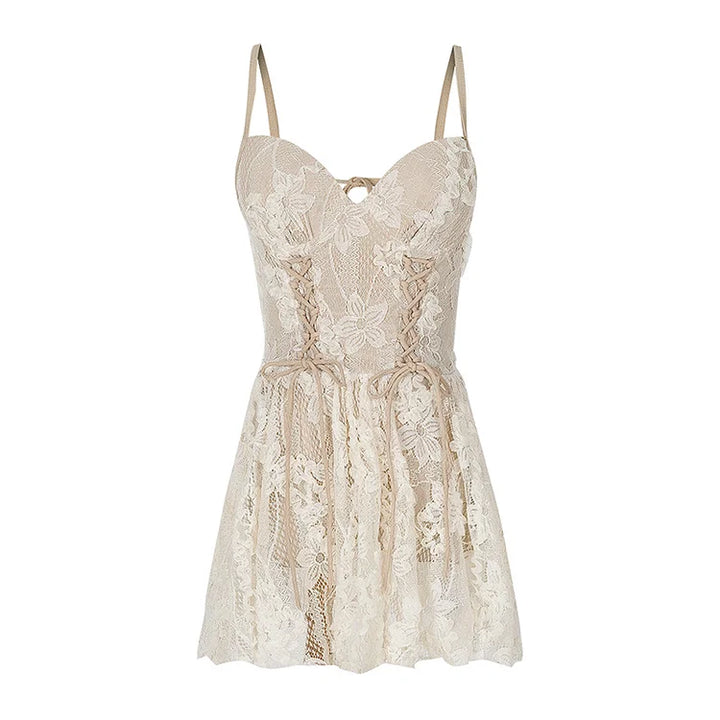 Floral Print Lace Up Swimdress Swimsuit