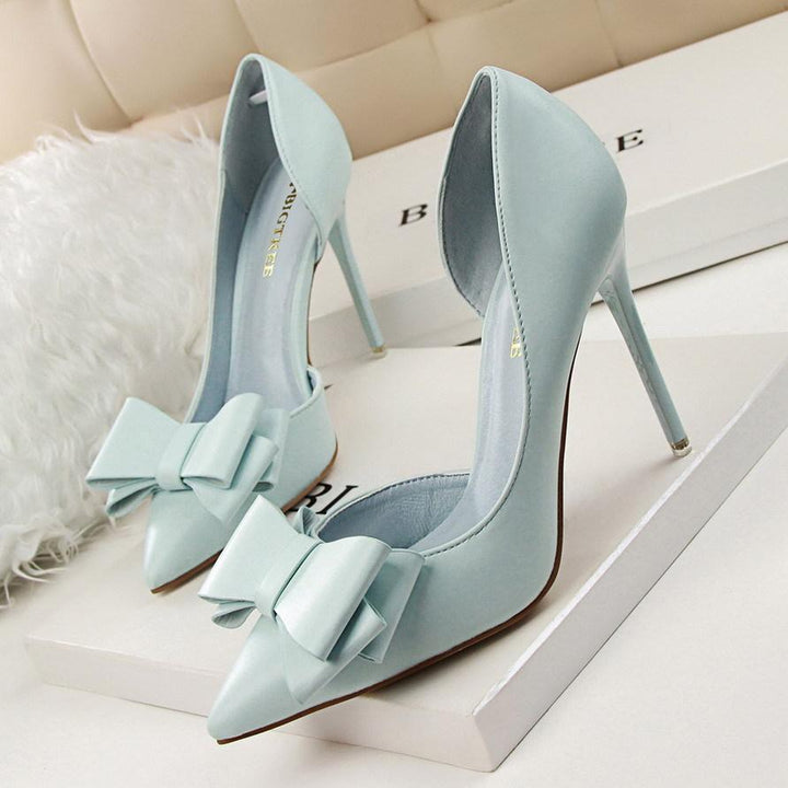 Pointed Toe Bowknot Heels Formal Shoes, Womens Dress Shoes