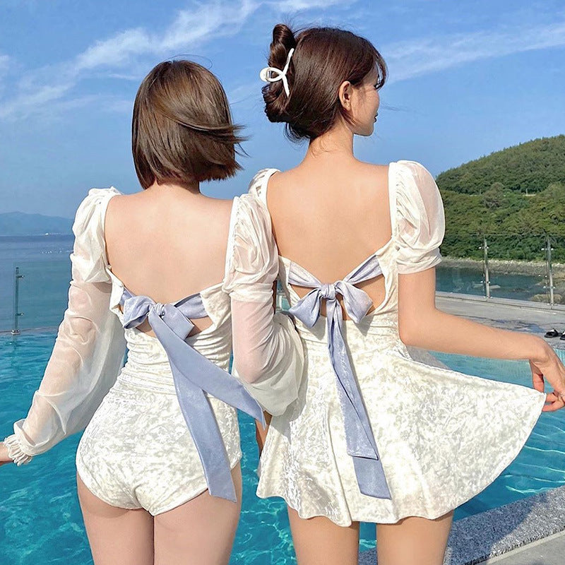 White One Piece Swimsuit Kawaii Swimsuit Dress for Women