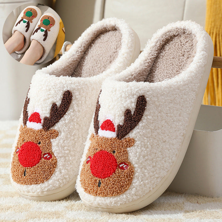 Christmas Shoes Winter Home Slippers Elk Soft Cozy Bedroom Slipper