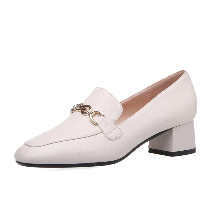 Metal Chunky Low-heel Loafers Shoes for Women