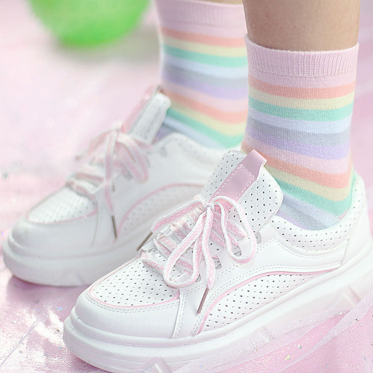 Women's Stripes Cute Rainbow Socks 2 pairs