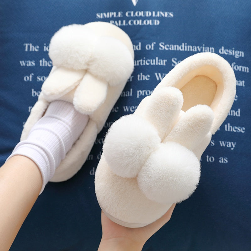 Cute Plush Bunny Rabbit Ears Warm Home Slippers
