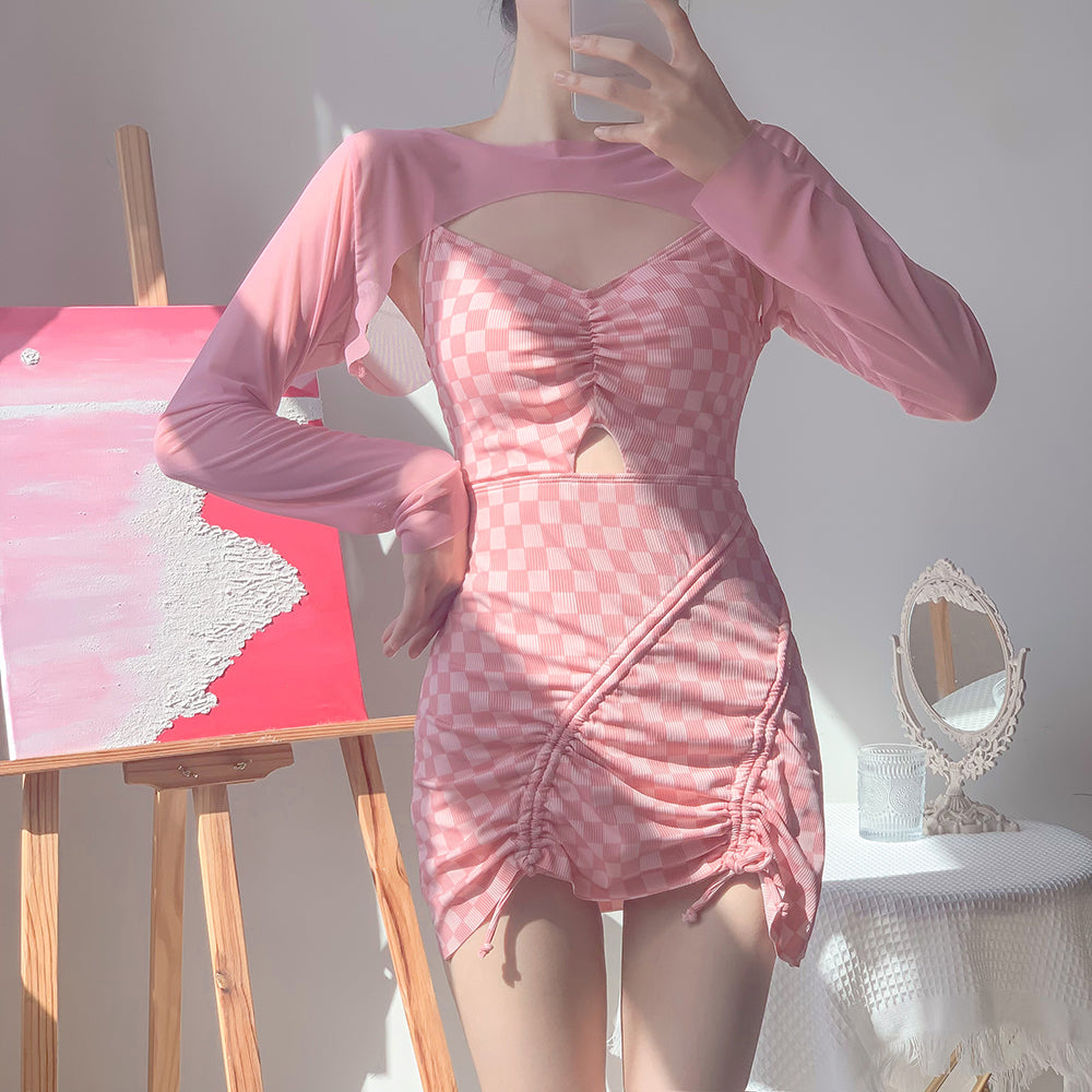 Sweet Fashion Checkerboard Print Swimsuit