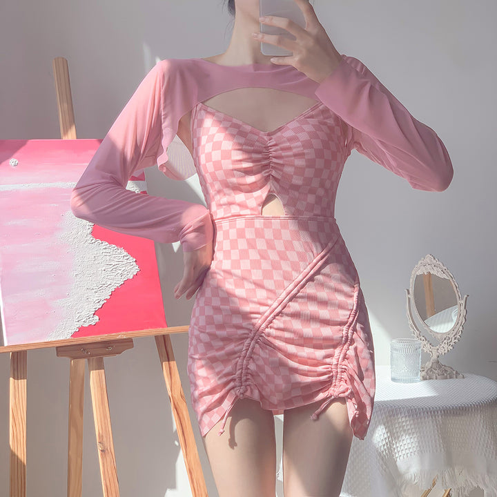 Sweet Fashion Checkerboard Print Swimsuit