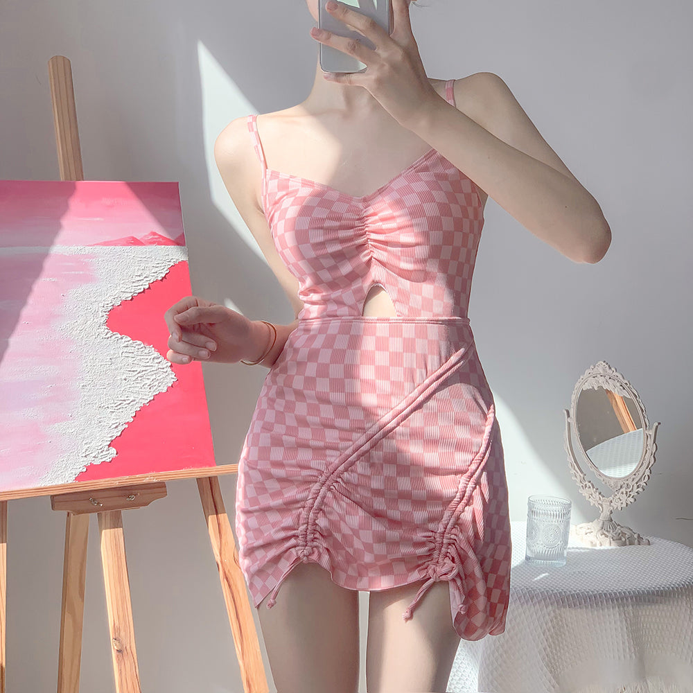 Sweet Fashion Checkerboard Print Swimsuit