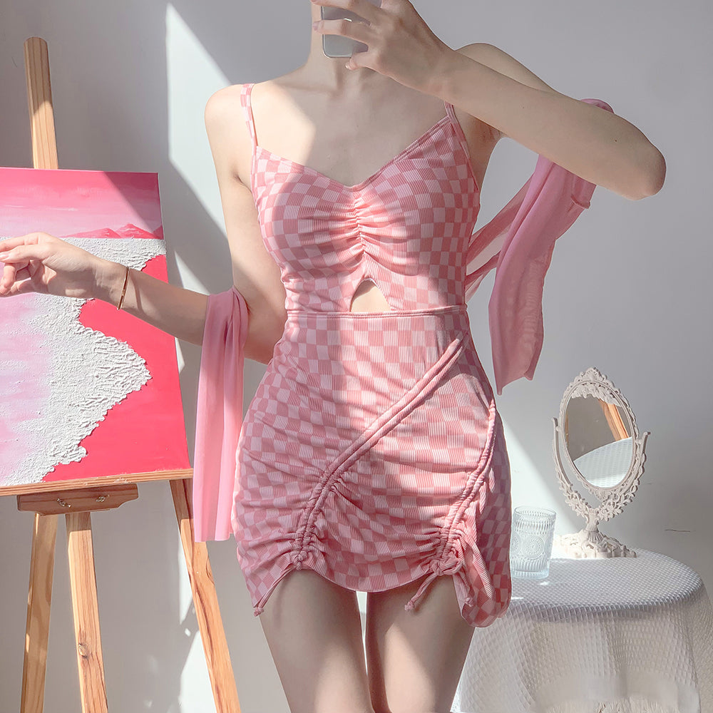 Sweet Fashion Checkerboard Print Swimsuit
