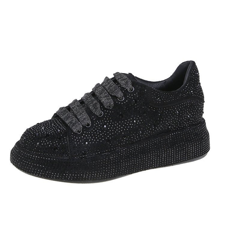 Women's Rhinestone Chunky Bottom Casual Trainers Shoes