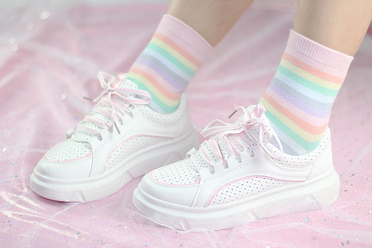 Women's Stripes Cute Rainbow Socks 2 pairs