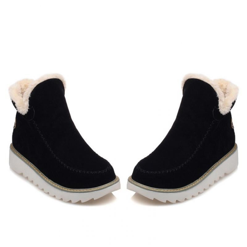 Winter Ankle Boots Fur Lining Flat Heel Boots For Women