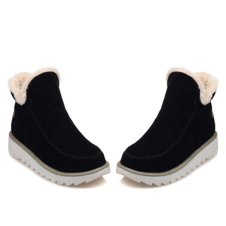 Winter Ankle Boots Fur Lining Flat Heel Boots For Women