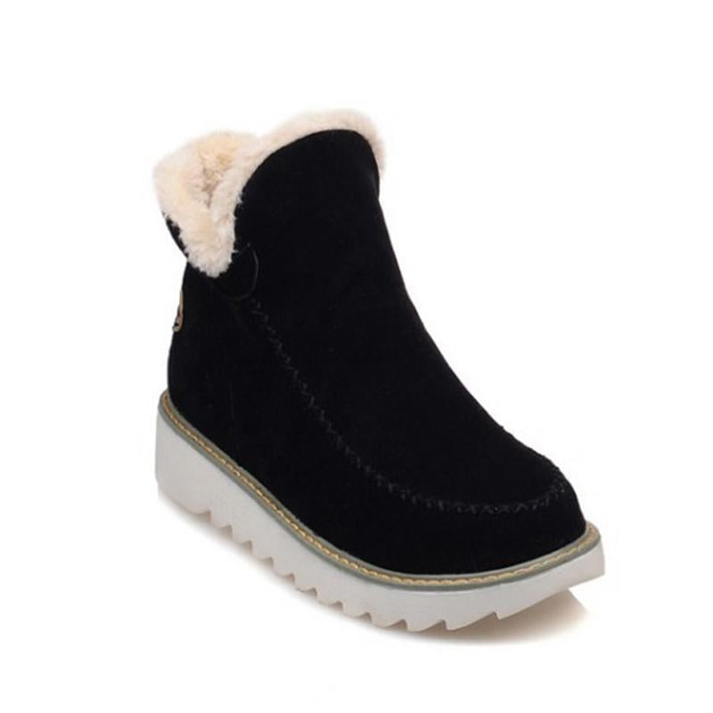 Winter Ankle Boots Fur Lining Flat Heel Boots For Women