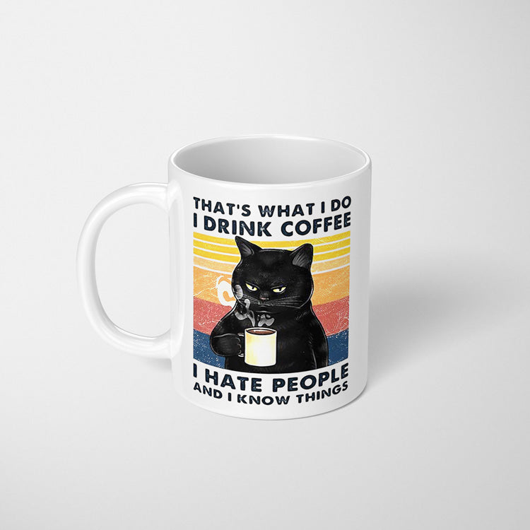 Funny Coffee Know Things Black Cat Ceramic Mug