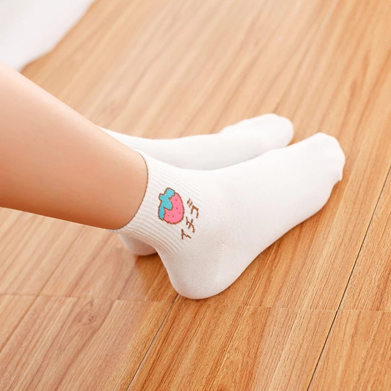 Cute White Sweet Fruit Socks 5PCS