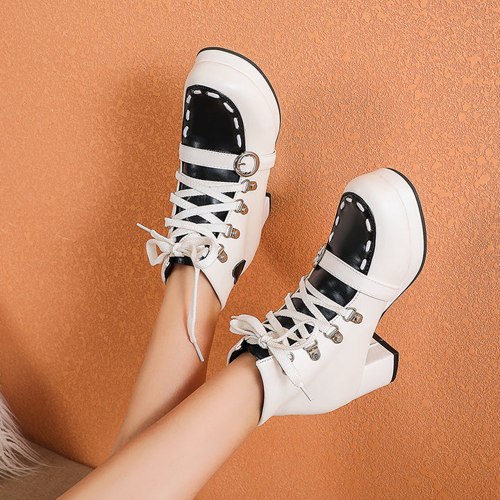 Lolita Shoes Winter Lace-up Cosplay Ankle Boots