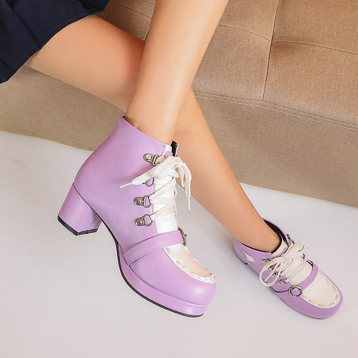 Lolita Shoes Winter Lace-up Cosplay Ankle Boots