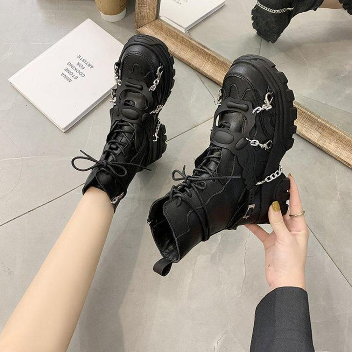 Punk Chain Platform Ankle Boots
