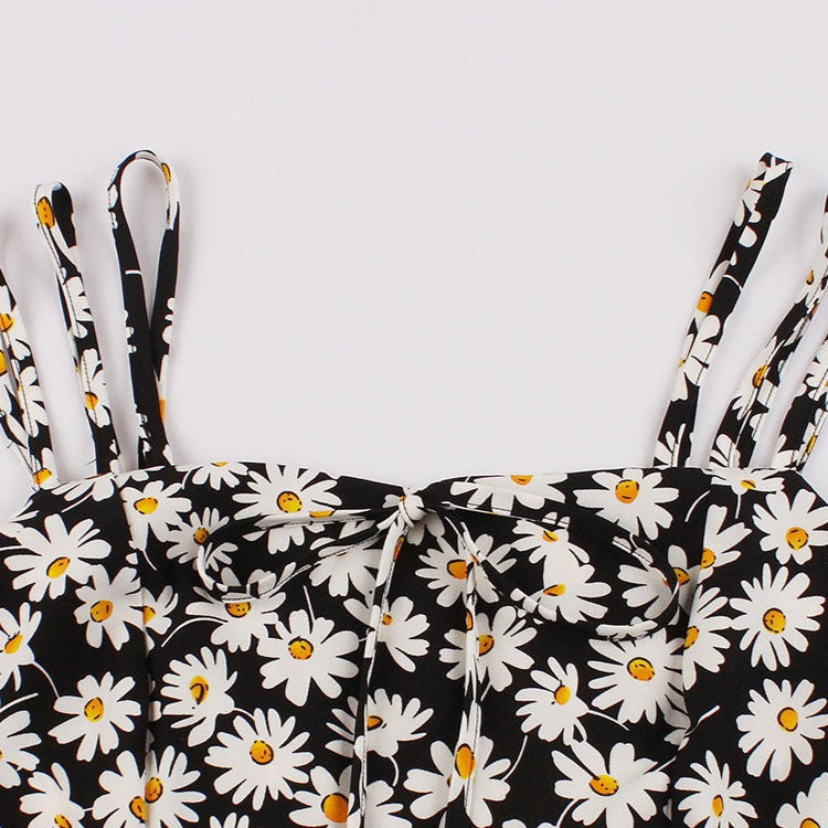 Summer Daisy Vintage Spaghetti Strap Dress