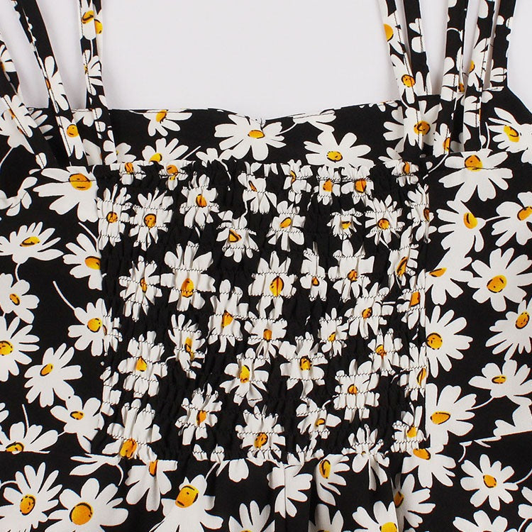 Summer Daisy Vintage Spaghetti Strap Dress