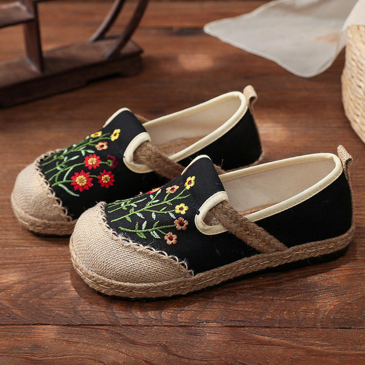 Embroidery Woven bohemian Style Loafer Flat Shoe