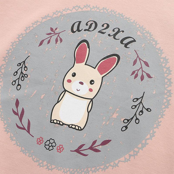Kawaii Bow Tie Bunny Print Sweatshirt