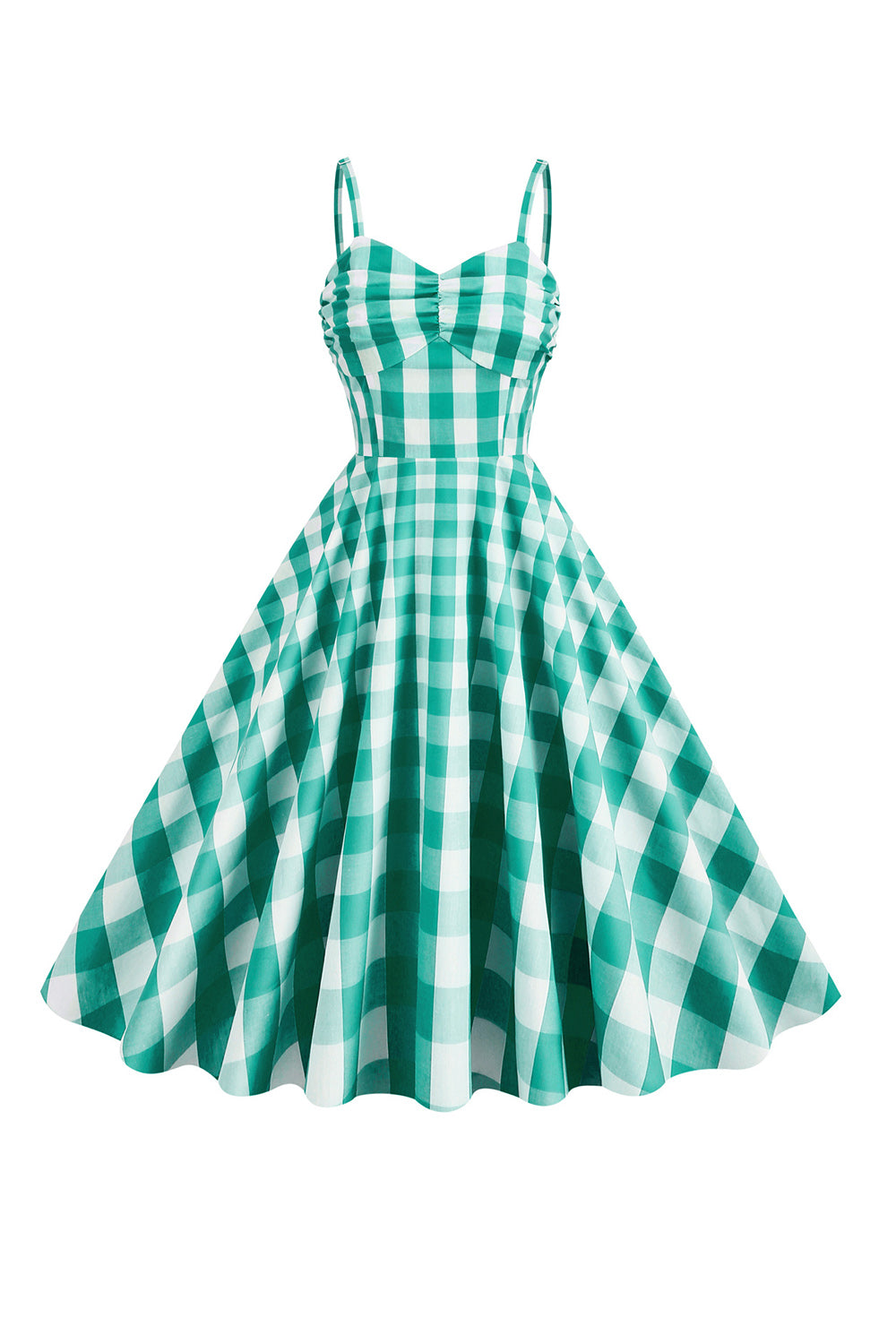 Spaghetti Straps Plaid 1950s Dress