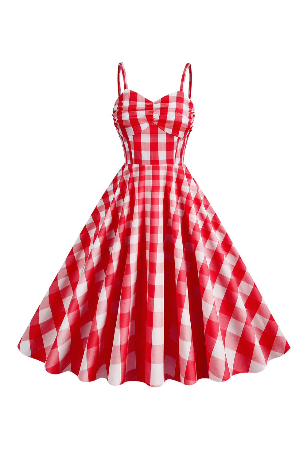 Spaghetti Straps Plaid 1950s Dress