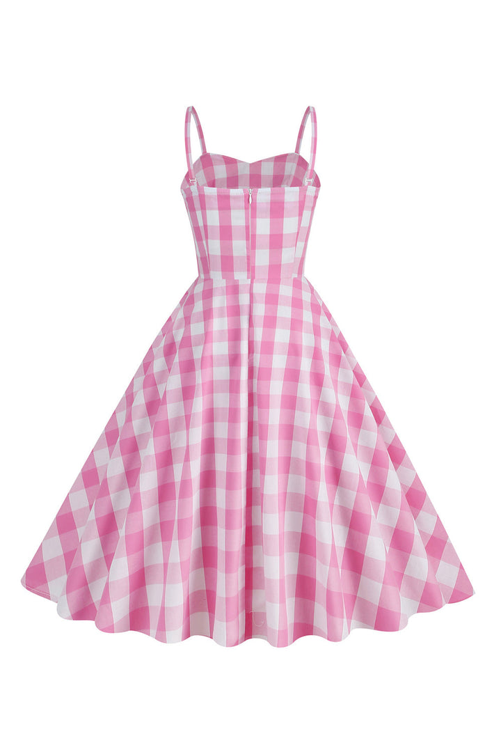 Spaghetti Straps Plaid 1950s Dress