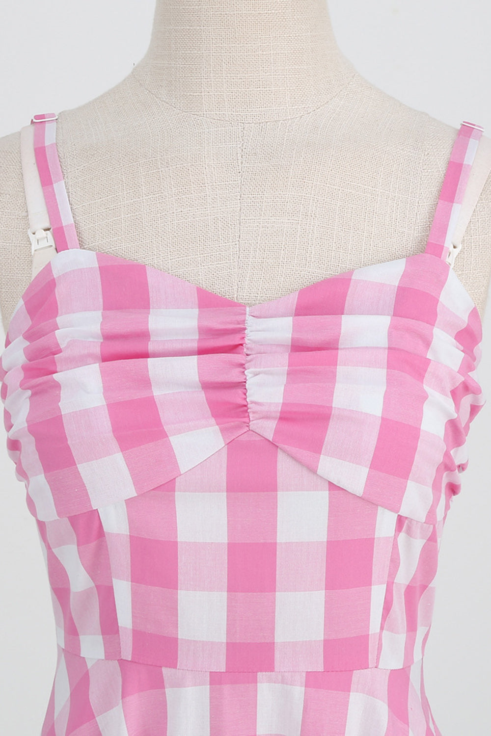 Spaghetti Straps Plaid 1950s Dress