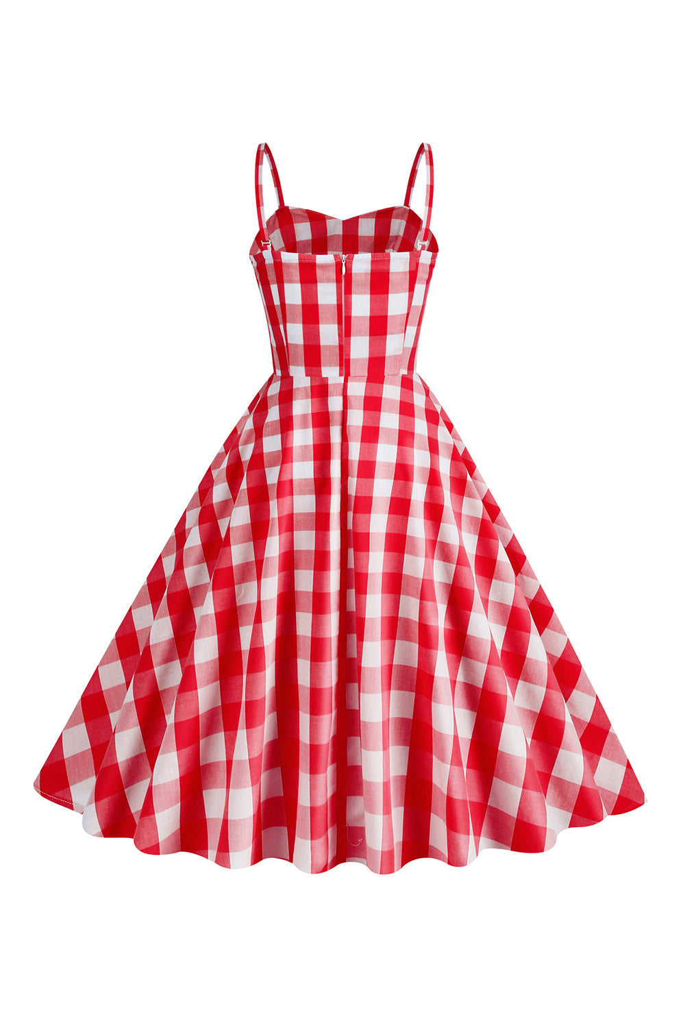 Spaghetti Straps Plaid 1950s Dress