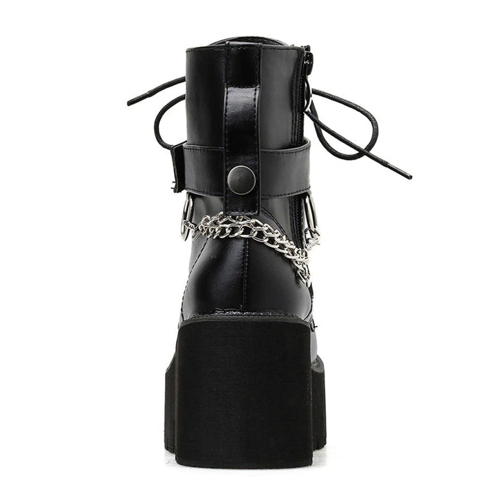 Fashion Chain Motorcycle Platform Ankle Boots