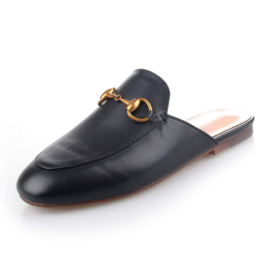 Womens Oxford Slide Slip On Flat Mules Shoes