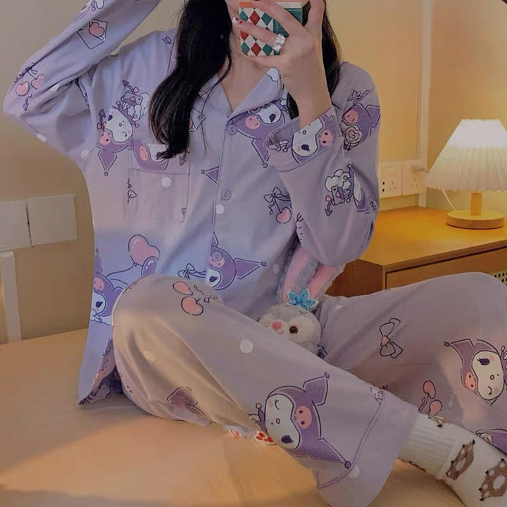 Womens Pajama Sets Button Down Long Sleeve Pj Sleepwear Home Wear