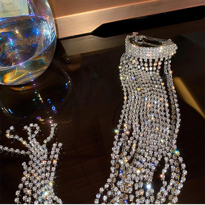 Rhinestones Long Chain Tassel Hairwear Barrette Party Gifts Bling Hair Clips