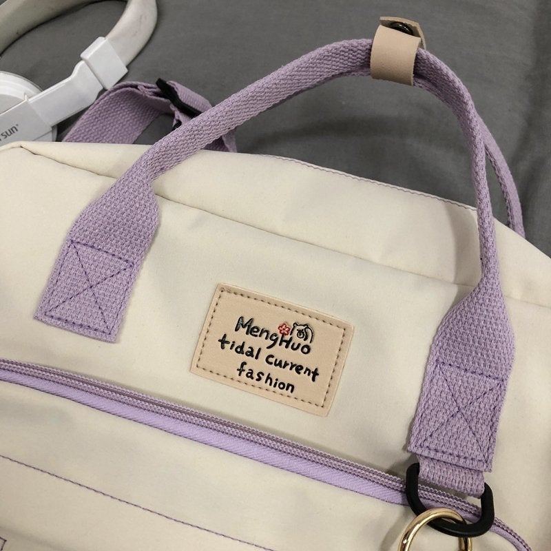 Preppy Style Floral Schoolbag Multifunction Backpack