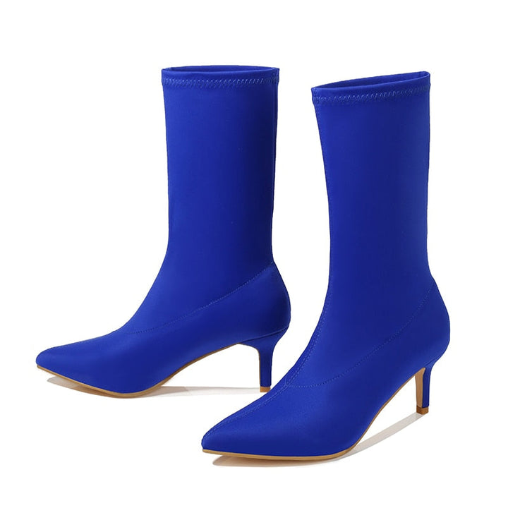 Women Ankle Sock Boots Stiletto Heels Pointed Toe Shoes