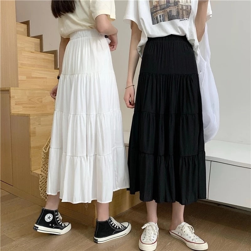 Summer Skirts Vintage High Waist Elastic Chiffon Skirts