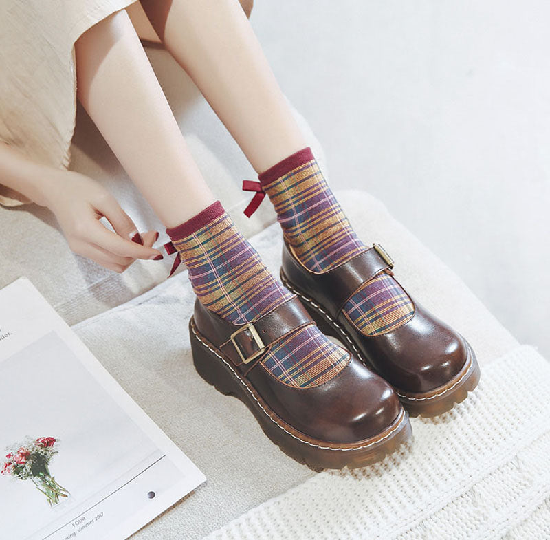 Women Vintage Buckle Leather Mary Janes Shoes