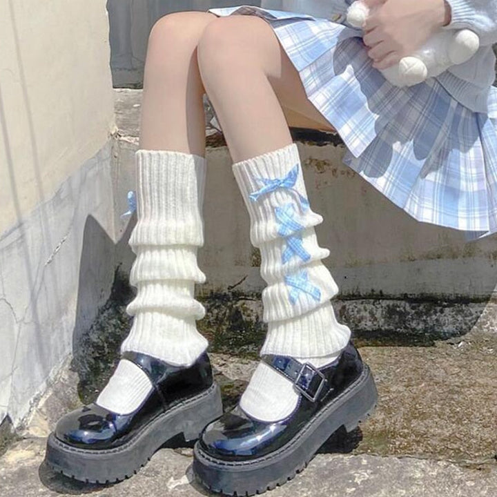 Women Girls Knitted Leg Warmers Cover Student Lolita Loose Boot Socks Stockings