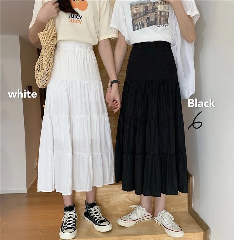 Summer Skirts Vintage High Waist Elastic Chiffon Skirts