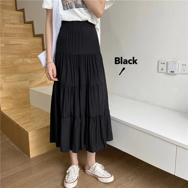 Summer Skirts Vintage High Waist Elastic Chiffon Skirts